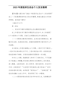 ​2023年度组织生活会个人发言提纲