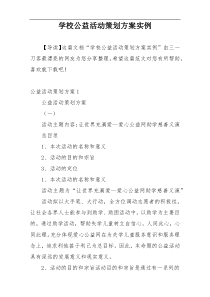 学校公益活动策划方案实例