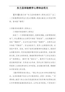 东兰县体验教学心得体会范文