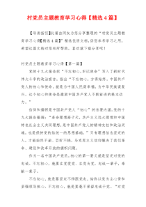 村党员主题教育学习心得【精选4篇】