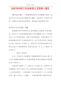 如何写年终工作总结范文【范例5篇】