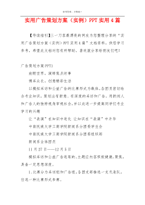 实用广告策划方案（实例）PPT实用4篇