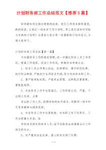 计划财务部工作总结范文【推荐5篇】
