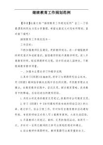 继续教育工作规划范例