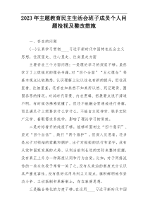 2023年主题教育民主生活会班子成员个人问题检视及整改措施