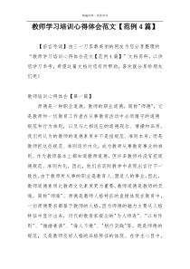 教师学习培训心得体会范文【范例4篇】
