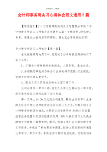 会计师事务所实习心得体会范文通用5篇