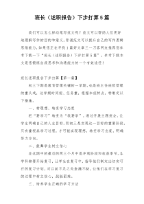 班长（述职报告）下步打算5篇