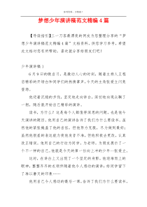 梦想少年演讲稿范文精编4篇