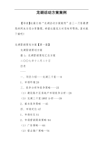龙湖活动方案案例