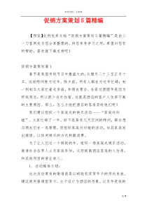 促销方案策划5篇精编
