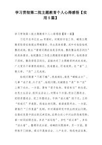 学习贯彻第二批主题教育个人心得感悟【实用5篇】