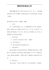 策划书应该怎么写