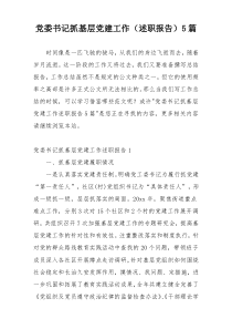 党委书记抓基层党建工作（述职报告）5篇