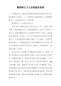 教师转正个人自我鉴定范例