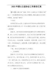 2023年爱心公益协会工作报告汇报