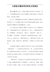太原显示模块项目财务分析报告