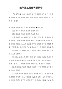 改革开放变化调研报告