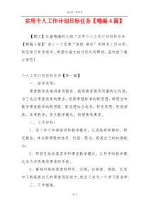 实用个人工作计划目标任务【精编4篇】