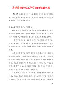 乡镇命案防控工作存在的问题5篇