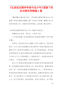 《弘扬宪法精神争做守法少年》国旗下的讲话稿范例精编4篇