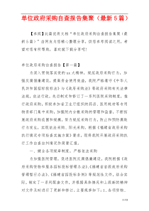 单位政府采购自查报告集聚（最新5篇）