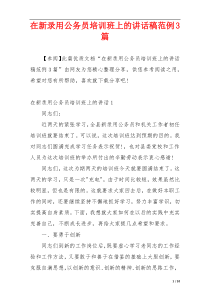 在新录用公务员培训班上的讲话稿范例3篇