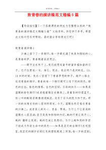 致青春的演讲稿范文精编5篇
