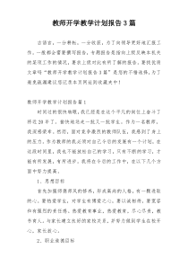教师开学教学计划报告3篇