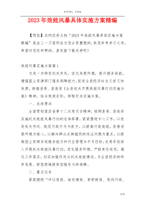 2023年效能风暴具体实施方案精编