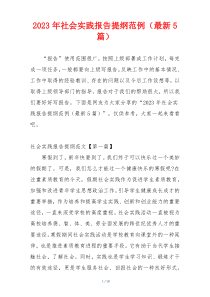 2023年社会实践报告提纲范例（最新5篇）