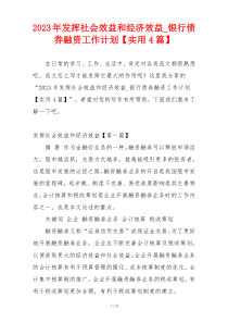 2023年发挥社会效益和经济效益_银行债券融资工作计划【实用4篇】