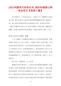 2023年模具开发协议书_保护环境课心得体会范文【范例4篇】