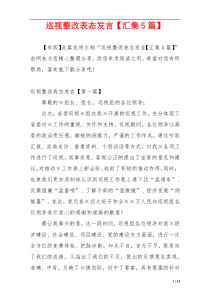 巡视整改表态发言【汇集5篇】