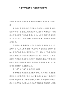 上半年党建工作综述可参考