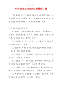 小升初语文知识点汇聚精编3篇