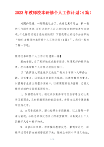 2023年教师校本研修个人工作计划（4篇）