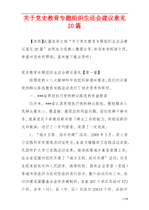 关于党史教育专题组织生活会建议意见20篇