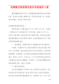 巡察整改督查情况报告范例通用4篇
