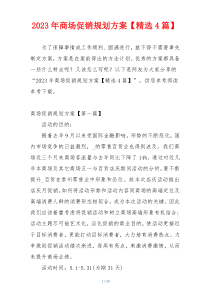 2023年商场促销规划方案【精选4篇】