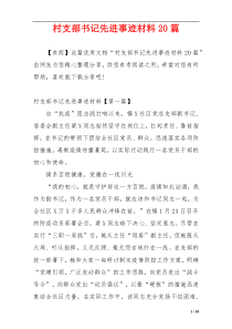 村支部书记先进事迹材料20篇