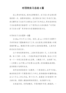 对顶岗实习总结4篇
