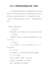 2023小学野炊活动策划方案（实例）