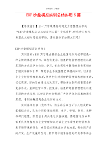 ERP沙盘模拟实训总结实用5篇