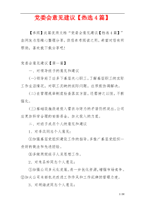 党委会意见建议【热选4篇】