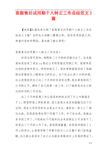 客服售后试用期个人转正工作总结范文3篇