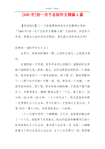 [600字]初一关于总结作文精编4篇