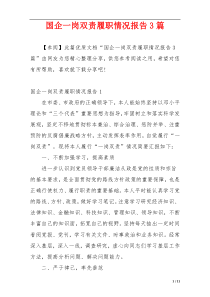 国企一岗双责履职情况报告3篇