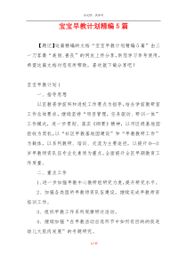 宝宝早教计划精编5篇