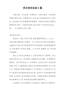 项目培训总结5篇